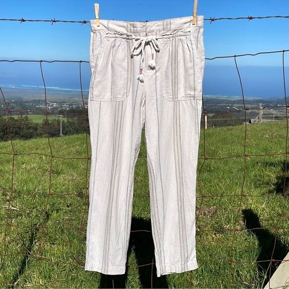 ANTHROPOLOGIE Beachy Linen Seashore Striped Pants S - Picture 3 of 8